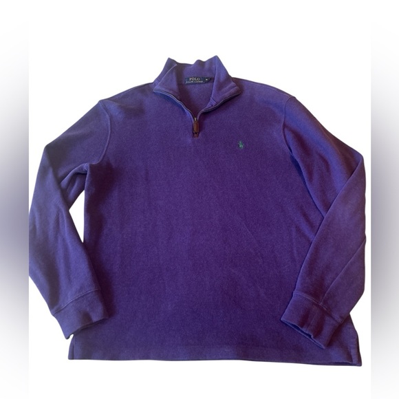 Polo Ralph Lauren Pullover French Rib Men M Purple 1/4 Zip Long Sleeve Mock Neck - Picture 1 of 9